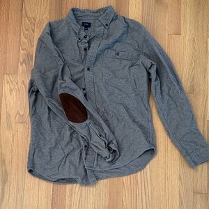 J. Crew flannel grey button down with elbow patches
